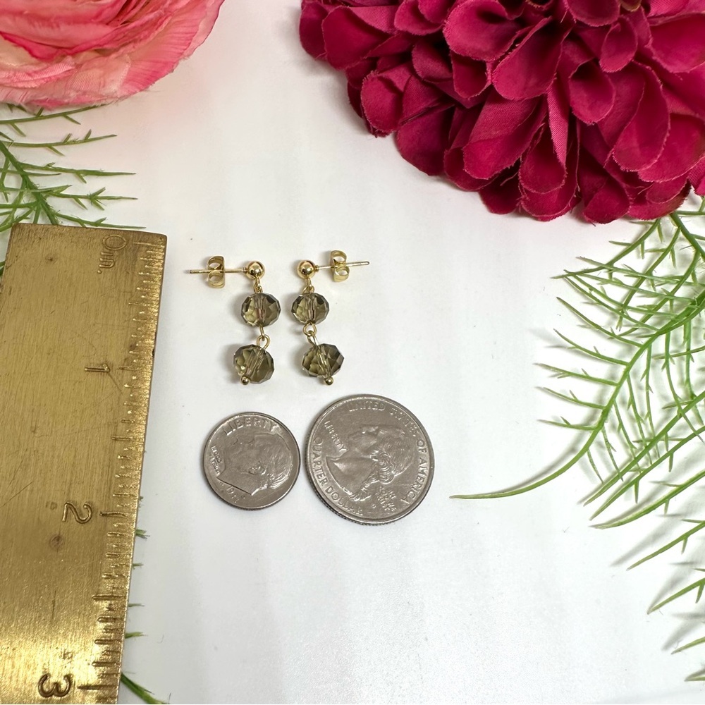 NEW⚜️ Smoky Crystal Dangly Earrings - Picture 3 of 3